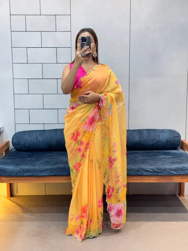 NOW TRENDS INSTAGRAM VIREL CELEBRITY STYLE HANDWORK SAREE