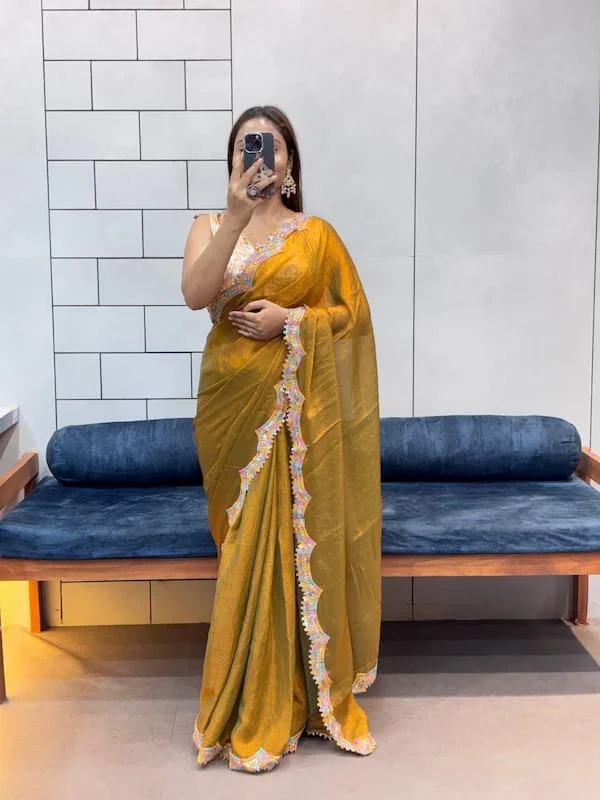 RICH TWO TONE SHINE PARTY WEAR SPACE SILK SAREE