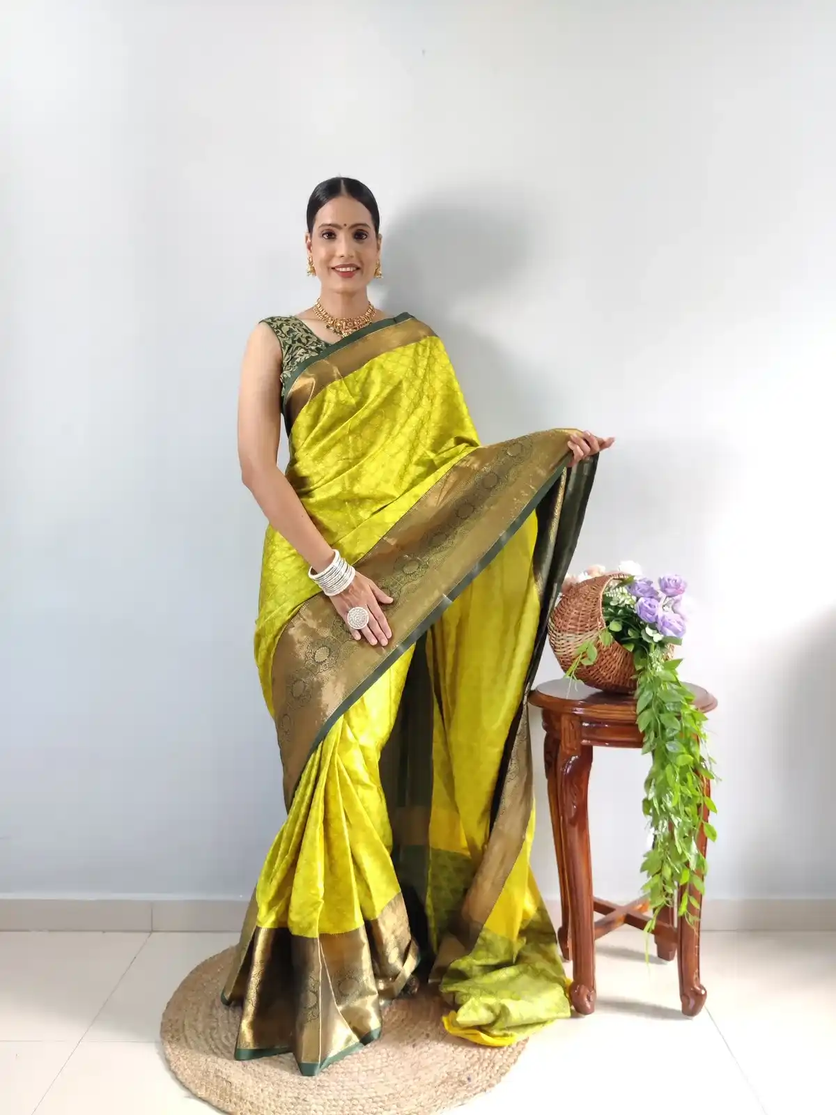Silk Pattern Ready To Wear Pleated Saree