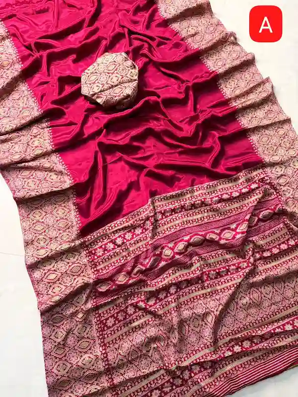 Ajrakh Satin Silk Crepe Saree Premium Festive Wear