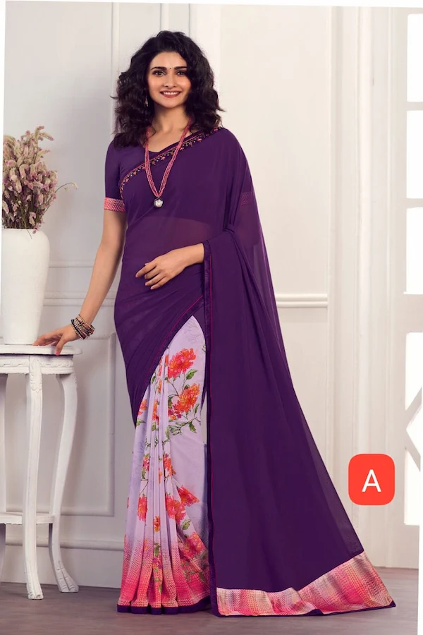 Printed Georgette Saree with Banglori Silk Blouse