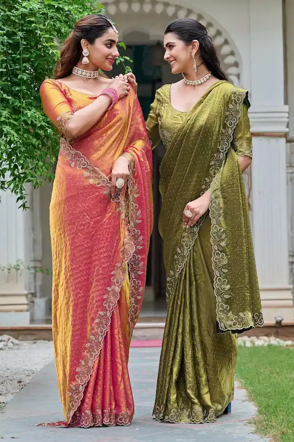 Fendy Silk Diamond Work Festival Saree