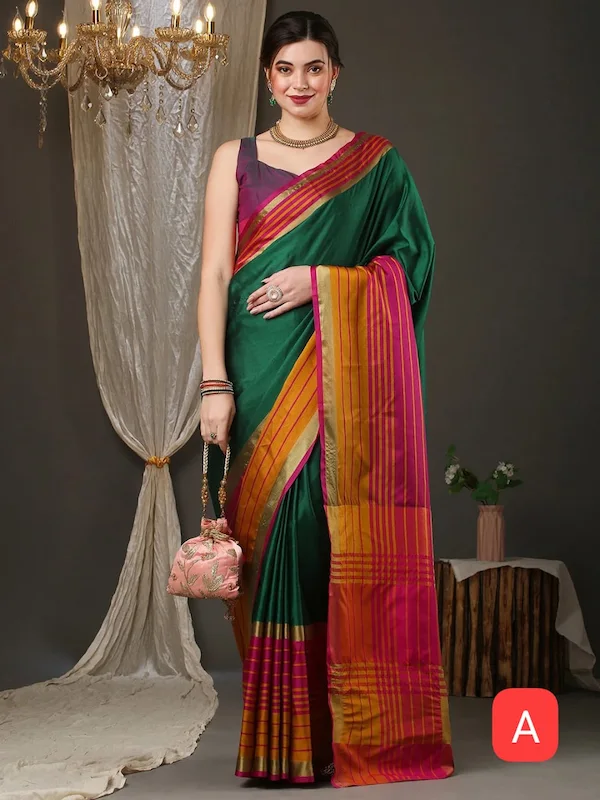 Art Cotton Silk Saree with Zari Pallu