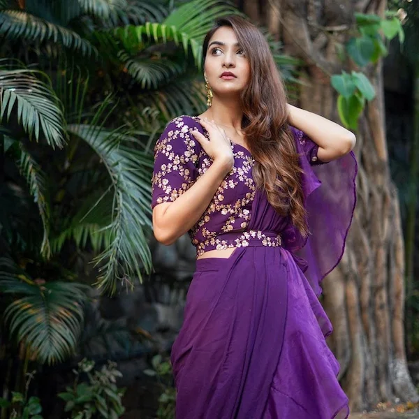 Designer Apple Organza Lehenga Saree Set