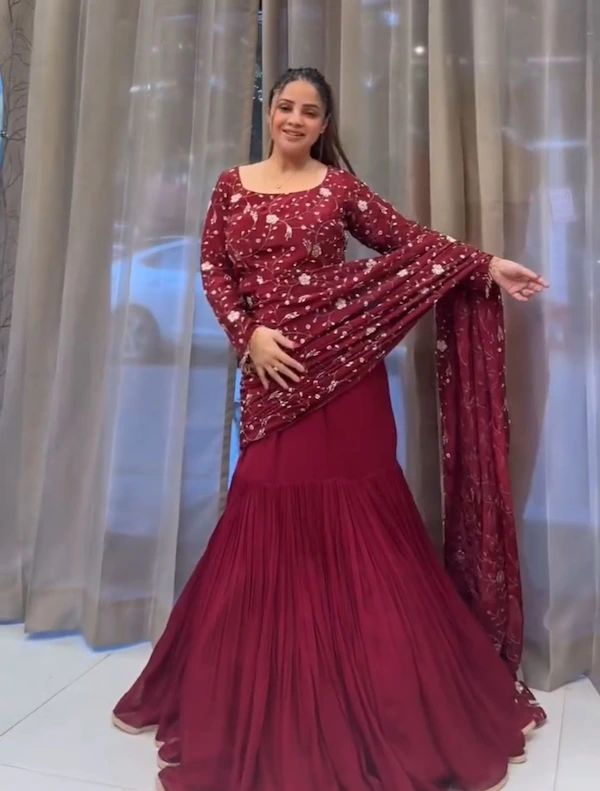 Sequence Embroidered Georgette Lehenga Choli Set