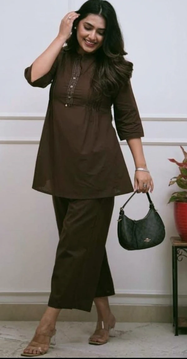 Cotton Slub Floral Hand Katha Co-Ord Set