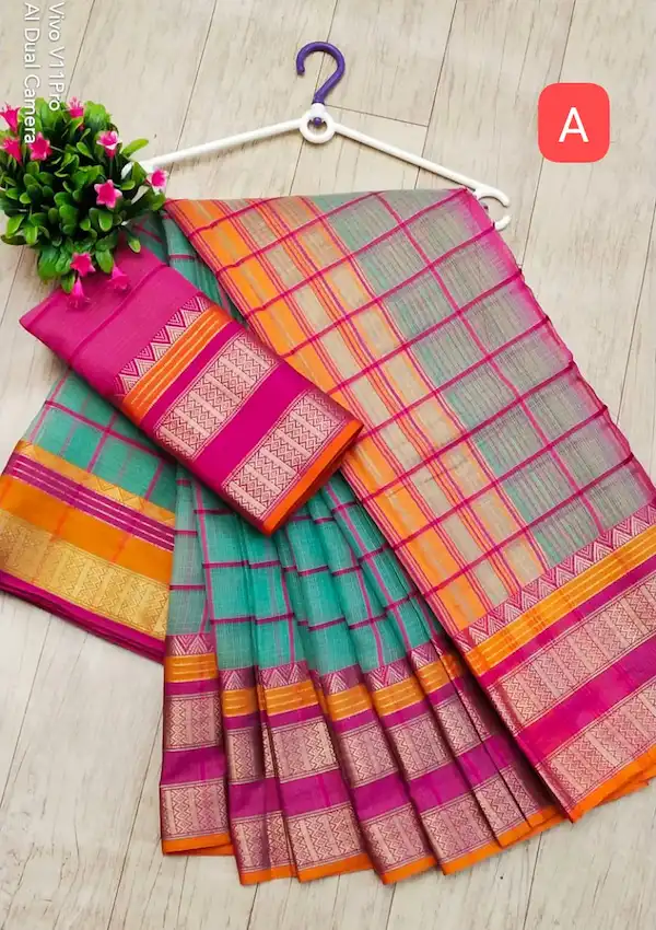 Kota Doria Paithani Style Check Saree