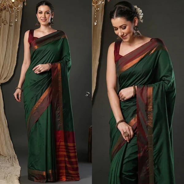 Art Cotton Silk Saree with Zari Pallu