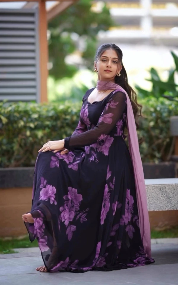 Purple Paradise Floral Anarkali Set