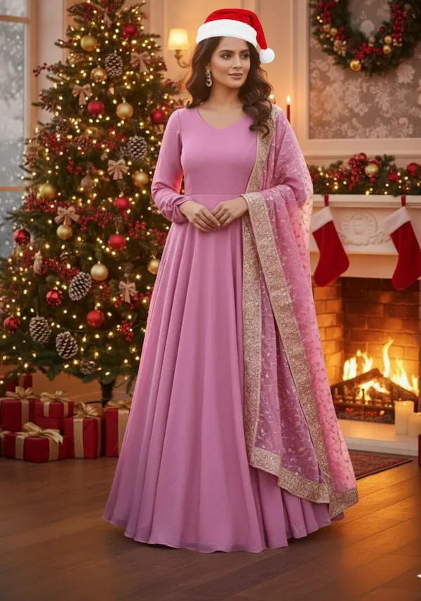 Chinnon Air Tex Anarkali Suit Set for Women | Embroidered Festive Wear