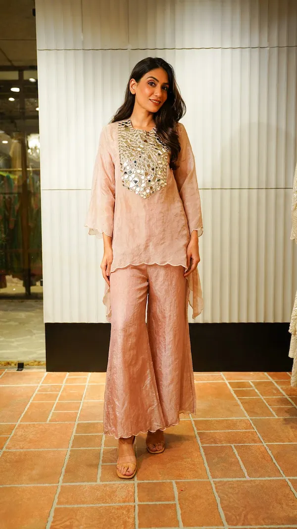 Tebby Silk Designer Co-Ord Set for Women | Mirror Work