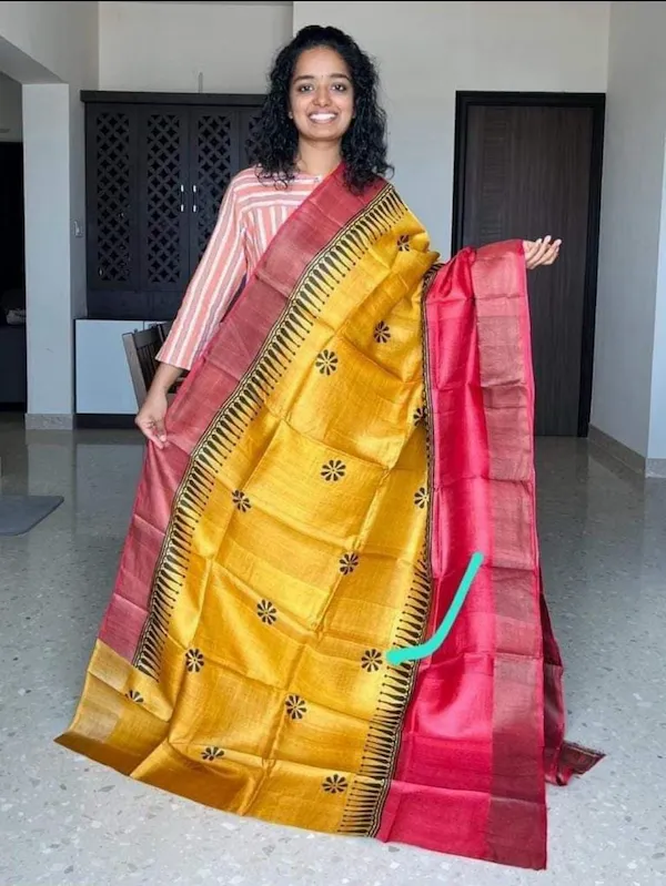 Pure Tussar Silk Handloom Saree | Bhagalpuri Panel Design Saree