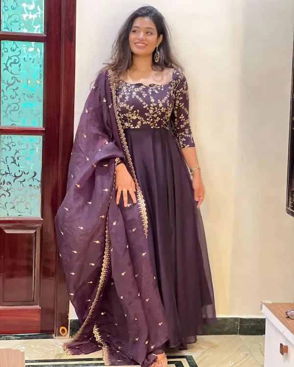 Pari Anarkali Suit for Women | Vichitra Silk Anarkali with Dupatta