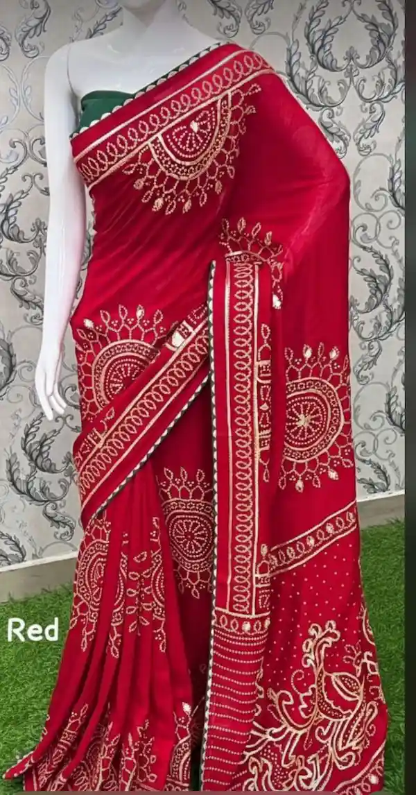 Bandhej Vichitra Silk Saree with Gota Patti Work 
