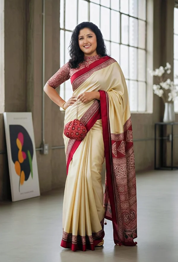 Special Modal Silk Saree with Ajrakh Print