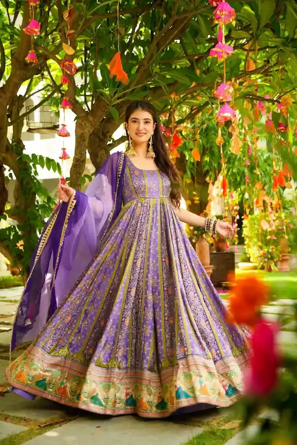 Digital Printed Anarkali Gown with Dupatta | Party & Festive Wear