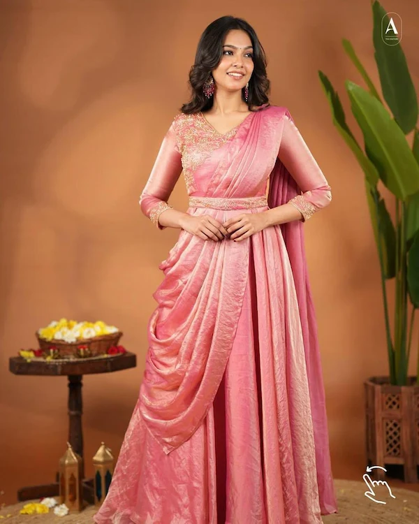 Meenakari Pre-Draped Saree Anarkali | Beautiful Daily Wear Dress