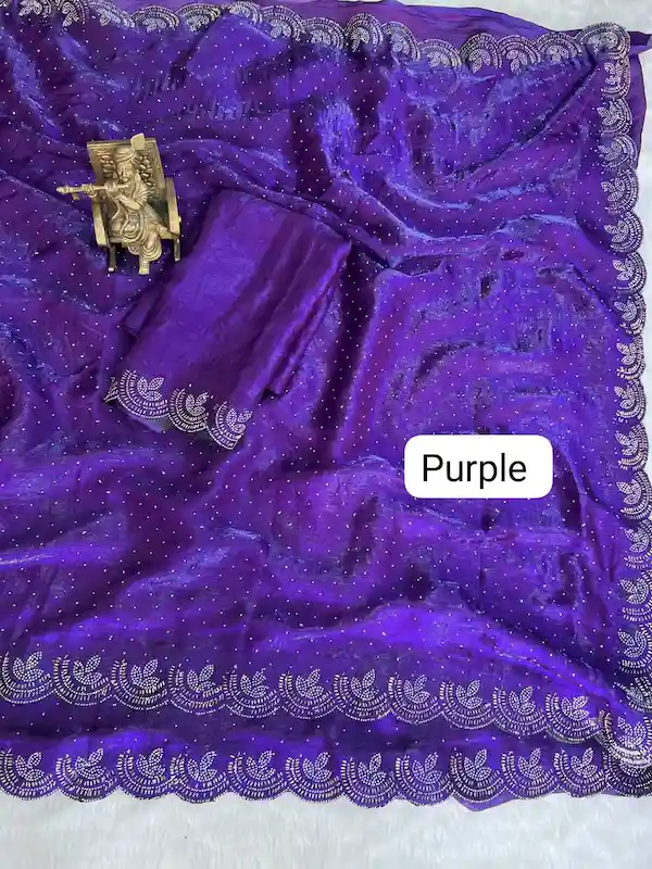 Space Silk Saree with Shiny Design Work 