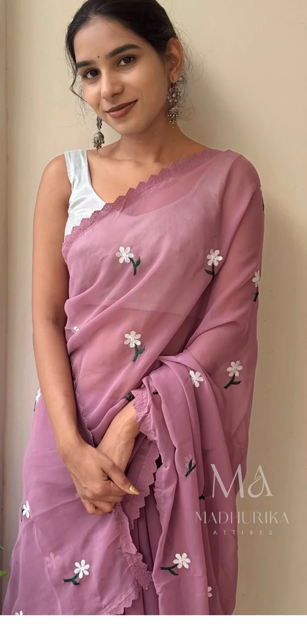 Designer Georgette Saree with Cutwork | Party & Festive Wear