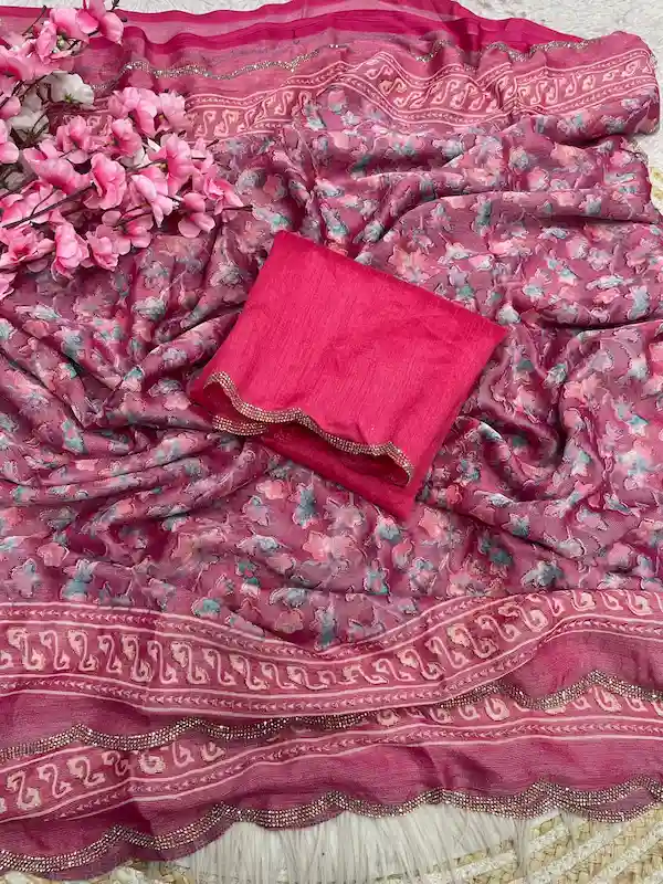 Brasso Jari Saree with Shiny Work | Party Wear Saree