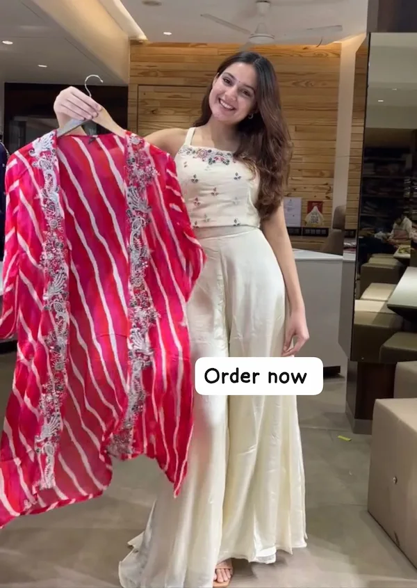 Chinon Shrug & Plazzo Set with Printed Koti