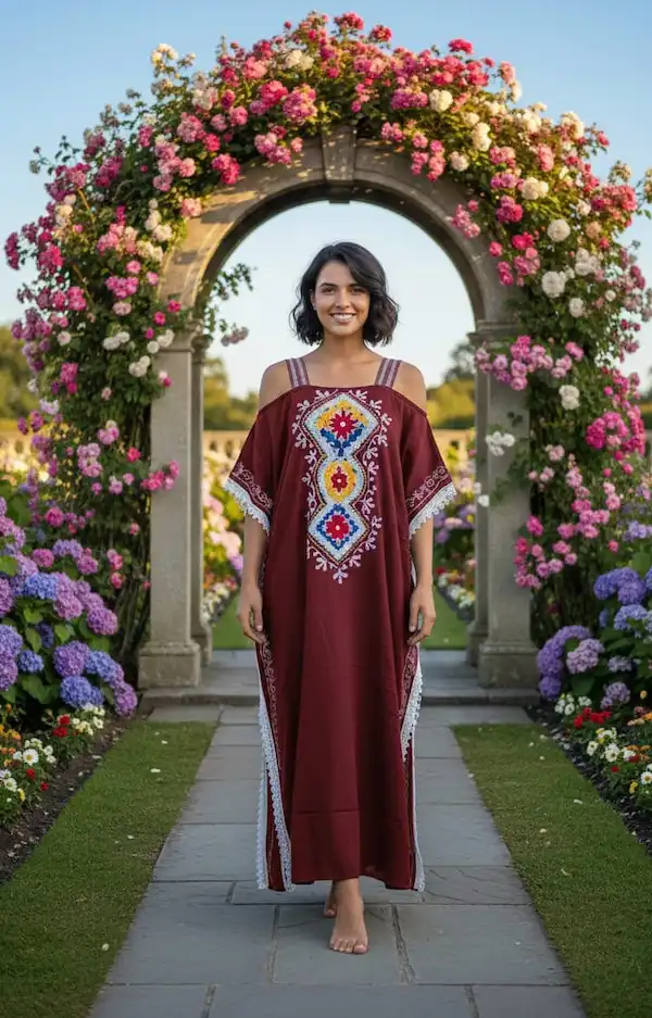 Reyon Caftaan with Embroidery & Lace Work