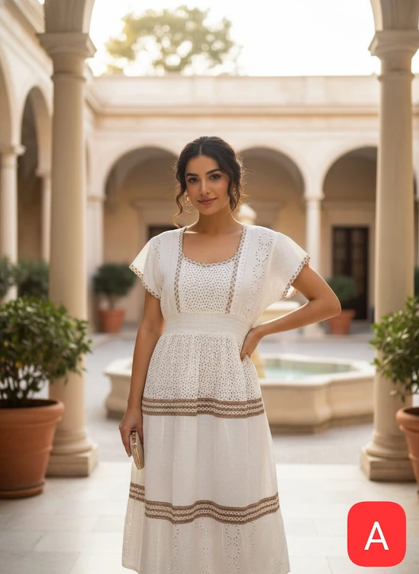 Premium Cotton Chikankari Dress - Free Size Casual Ethnic Wear
