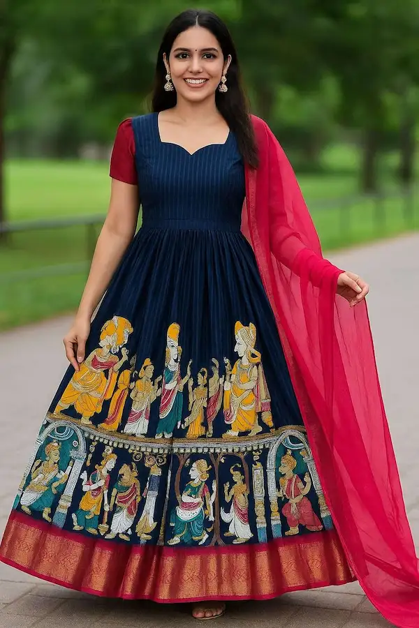 Trending South Hit Dolla Jacquard Gown with Dupatta