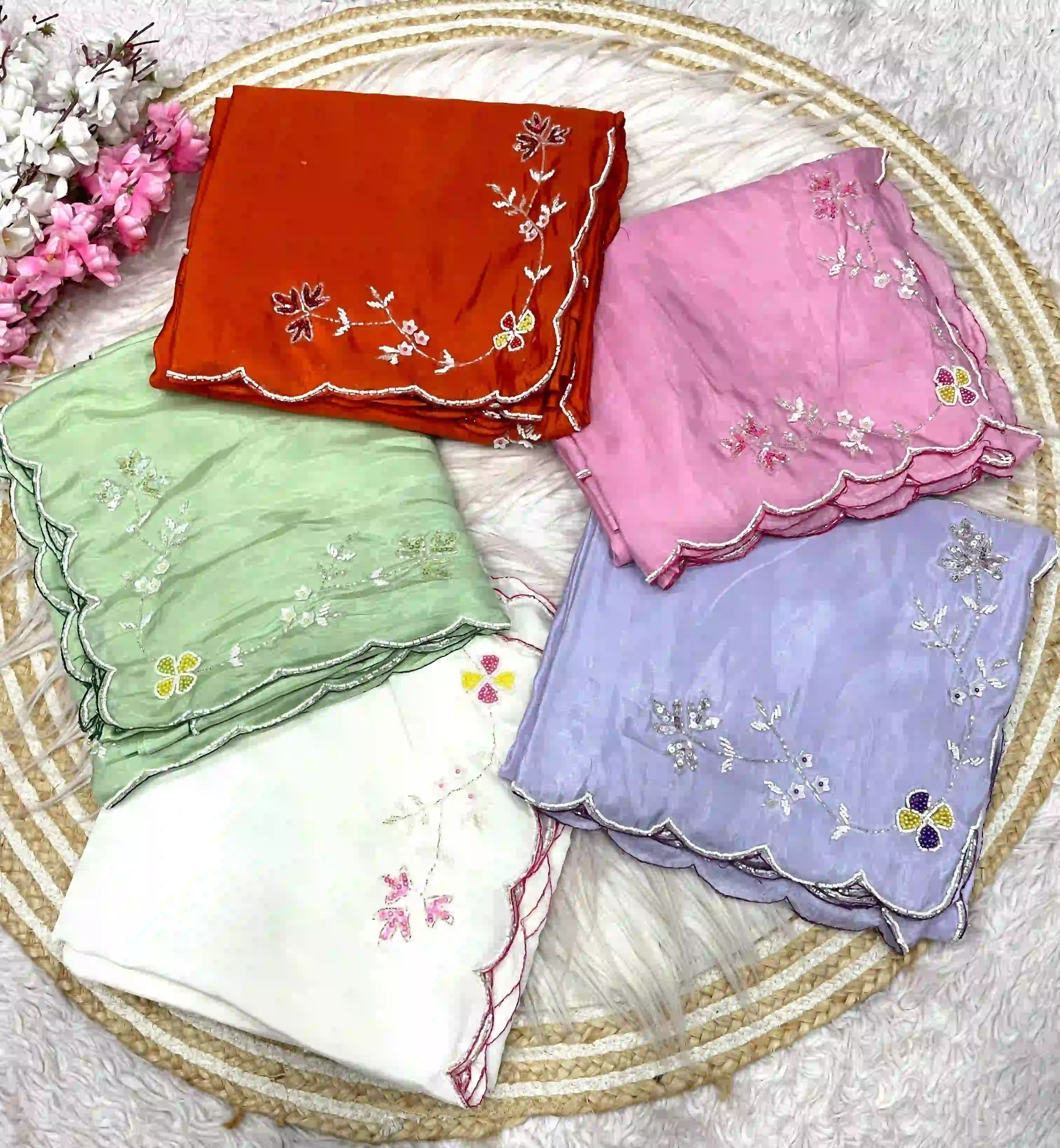 Silk Saree with Khatli Handwork & Arco Border