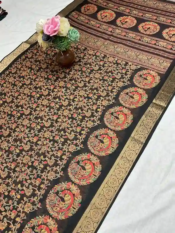 Ajrakh Jacquard Weaving Saree