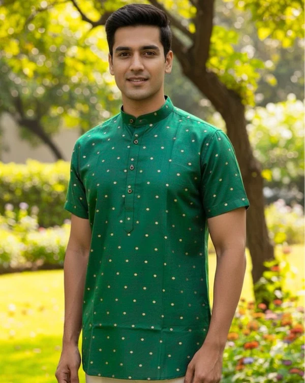 Cotton Silk Short Kurta | Casual & Festive Wear