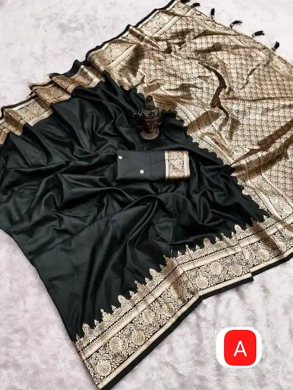 Women Pure Banarasi Silk Saree with Zari Weaving | Soft Festive & Wedding Wear Saree