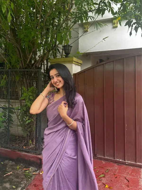 Women Premium Vichitra Silk Plain Saree with Designer Printed Blouse