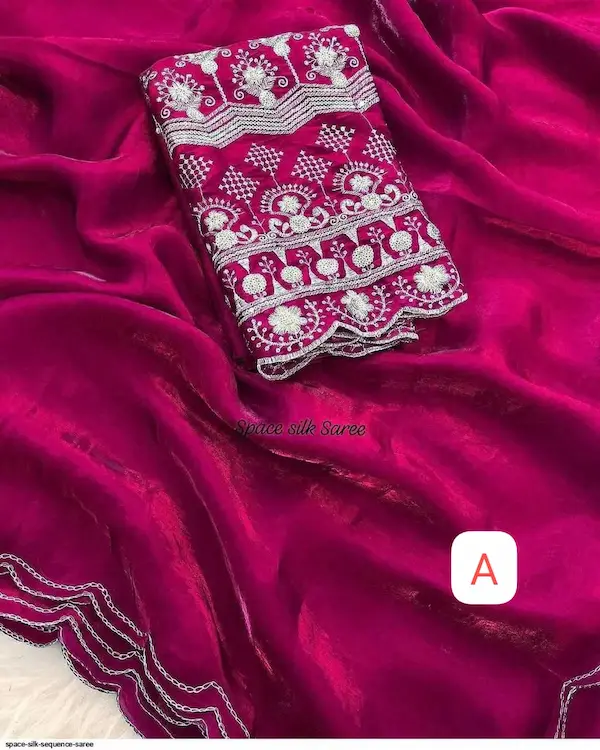 Women Fendy Satin Dual Shade Saree with Sequin Embroidered Blouse | Party Wear Saree