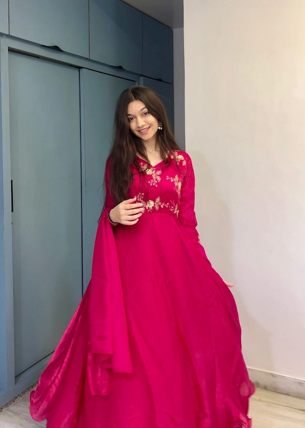 Women Party Wear Fendy Fabric Anarkali Gown with Dupatta | Designer Festive Wear