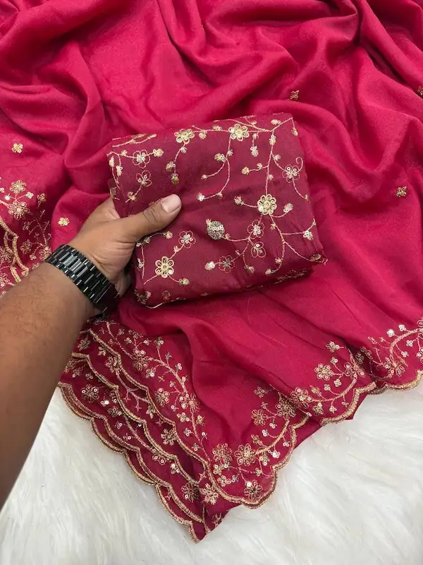 Star Georgette Silk Saree with Sequin & Zari Work