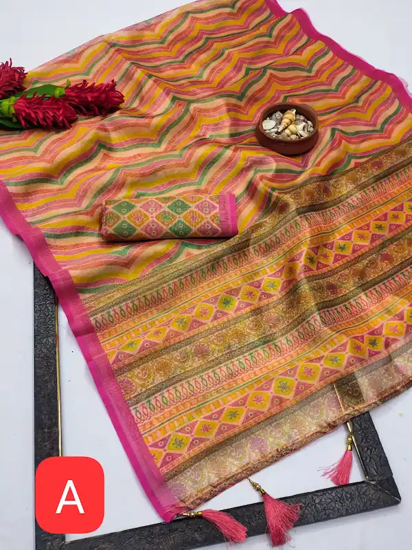 Soft Jacquard Saree with Laheriya Digital Print