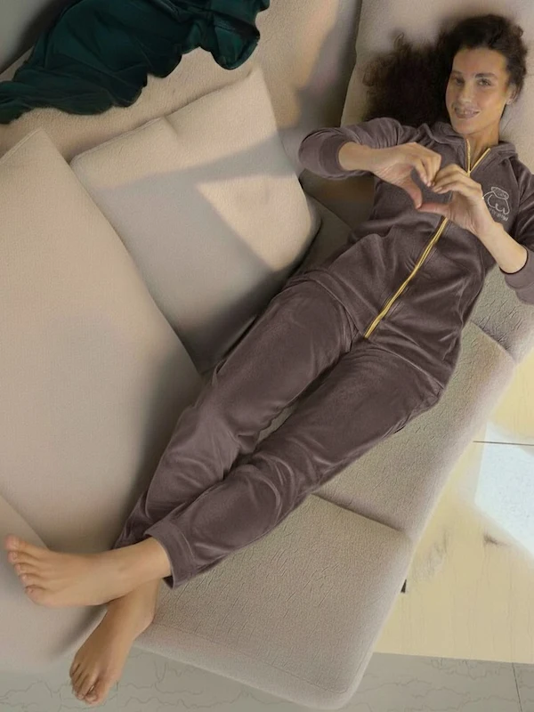 Woolen Velvet Night Suit Co-ord Set with Hoodie