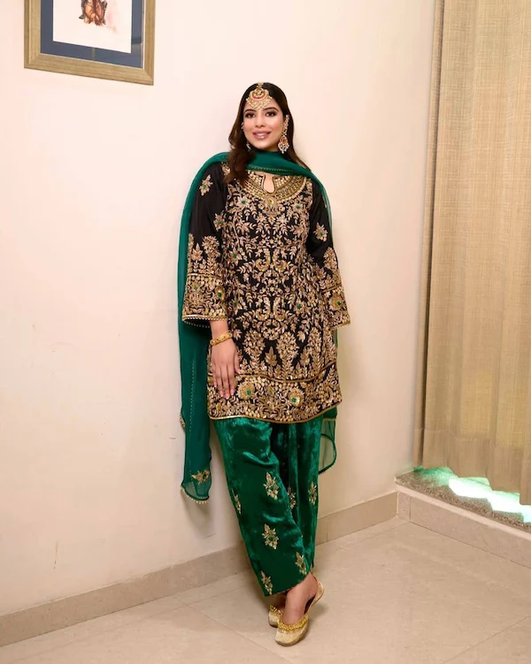 Velvet Embroidered Kurti Palazzo Set with Dupatta