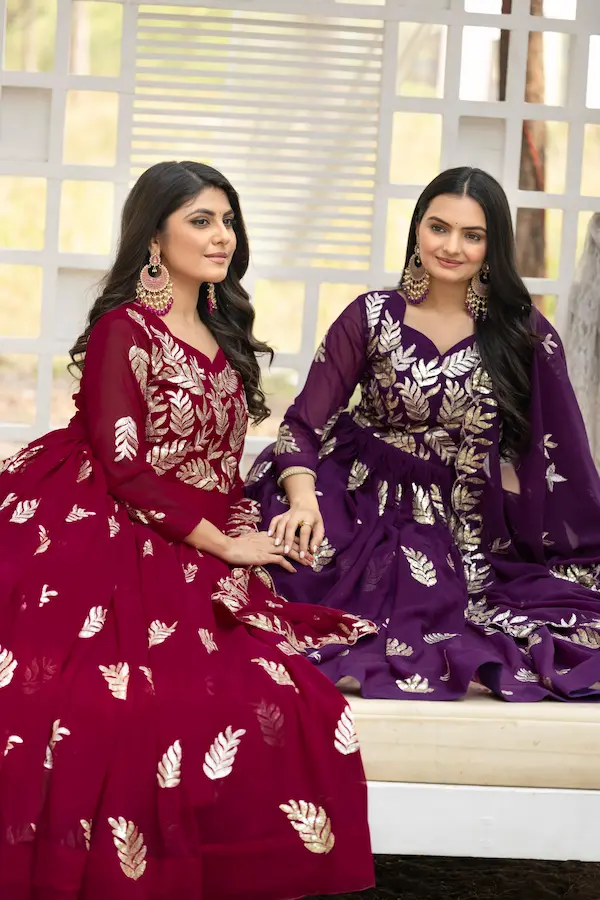 Fox Georgette Embroidered Anarkali Gown with Dupatta