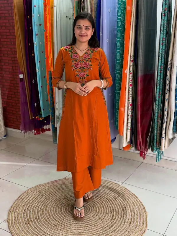 Cotton Embroidered Cord Set for Women