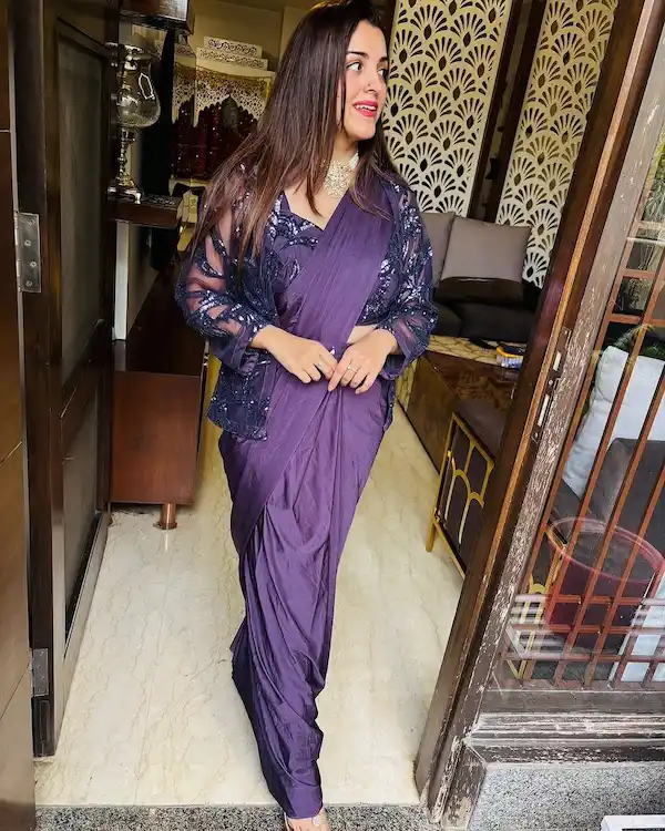 Heavy Rangoli Predrape Saree with Embroidered Jacket & Belt