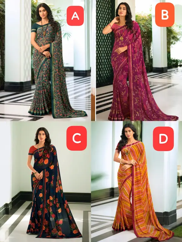 Georgette Printed Ready-to-Wear Saree with Art Silk Blouse