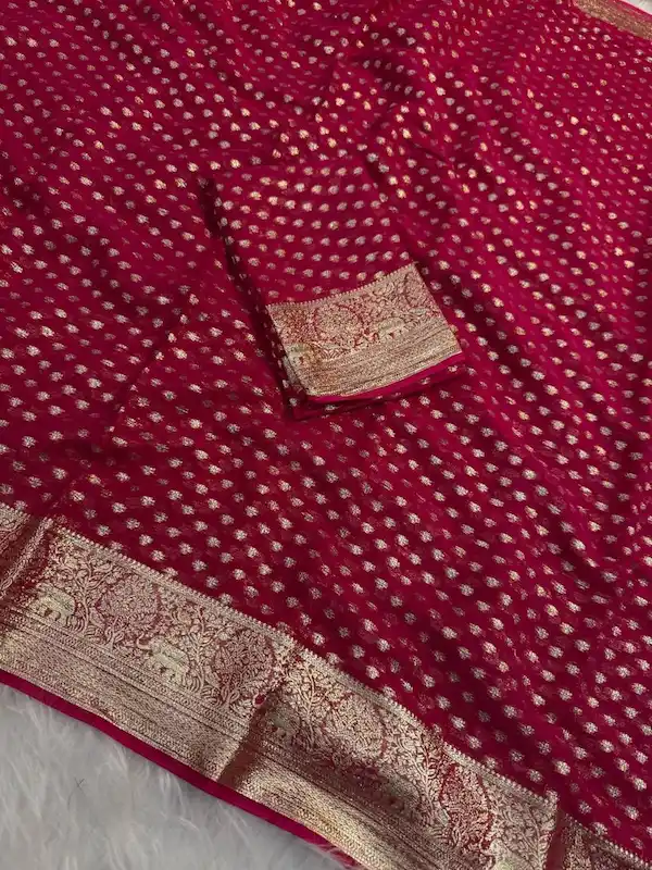 Pure Viscose Georgette Saree with Zari and Jacquard Border