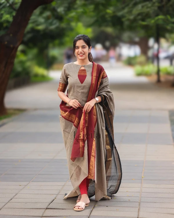 Women’s South Cotton Kurta Set with Leggings and Dupatta