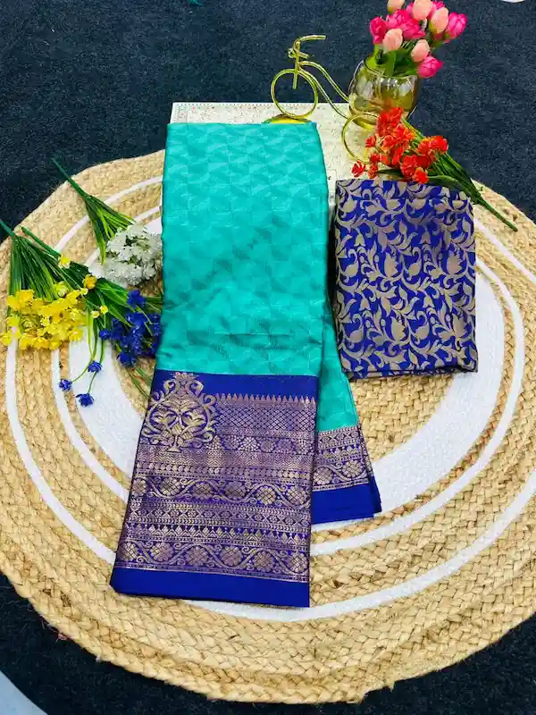 Aura Cotton Silk Border Self-Viewing Saree with Contrast Blouse