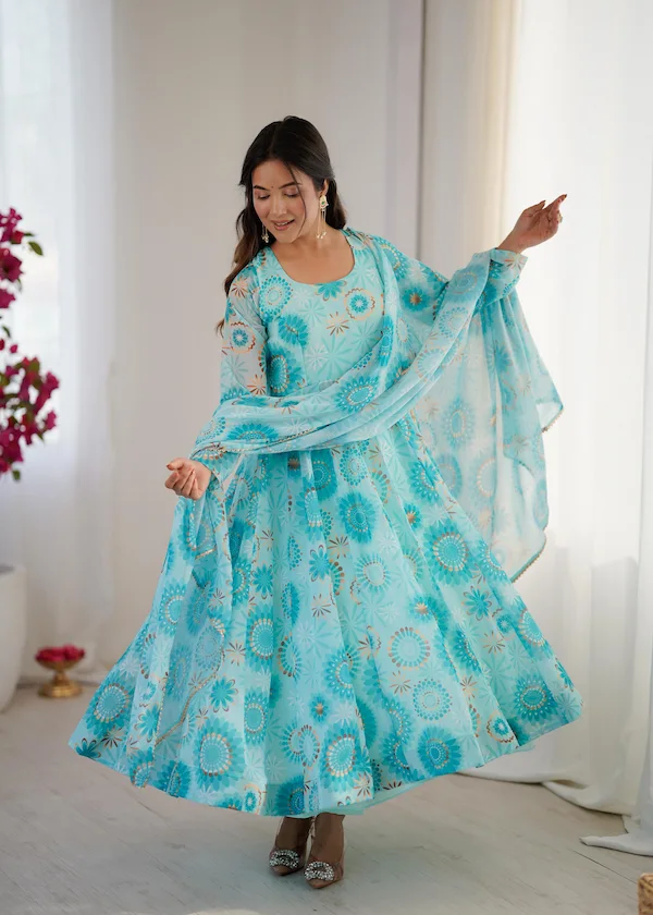 Floral Print Fox Georgette Anarkali Set