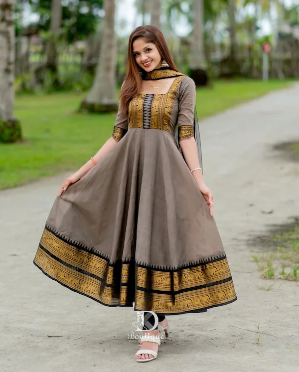 Pure Chanderi Shivangi Anarkali Set