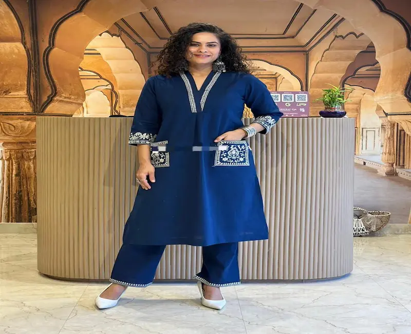 Premium Office Wear Embroidery Kurti with Pant Sets