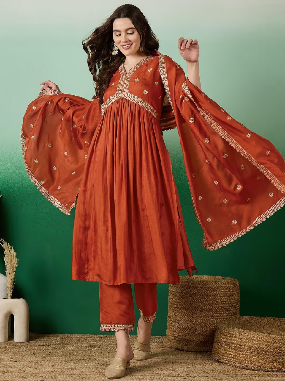 Presenting Embroidery Frock Style Suit Sets